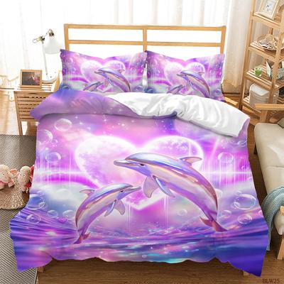 Jumping Dolphin Duvet Cover Marine Themed Bedding Set King Full Twin For Kids Adults Decor Microfiber Ocean Animals Quilt Cover