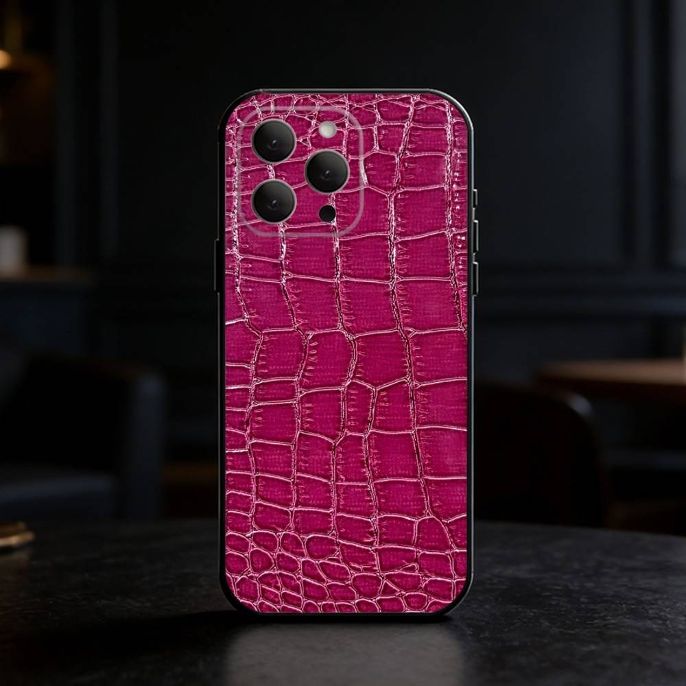 Crocodile Skin Phone Case For iPhone 17,16,15,14,13,12,11 Plus,Pro,Max,Mini Silicone black Soft Cover