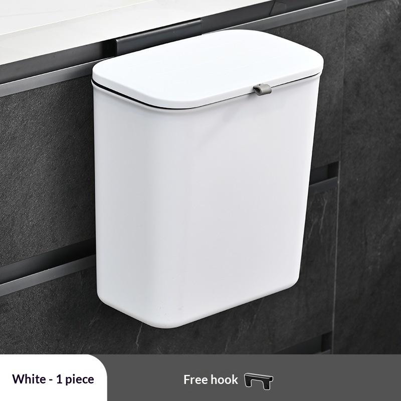 1/2Pcs Effortless Cleanup Space-Saving White Wall-Mounted Trash Bin For Kitchen - Durable Plastic Multi-Functional Garbage