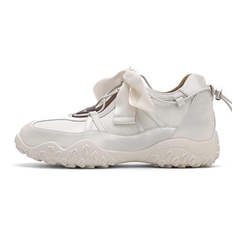 Spot version~ Ribbon bow Mary Jane shoes women's 2025 new flat-bottomed German training shoes drawstring niche single shoes