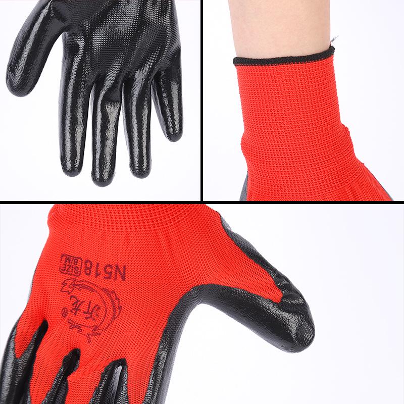 12 Pairs Nitrile Dipped Anti-slip Gloves - Wear-resistant Labor Protection