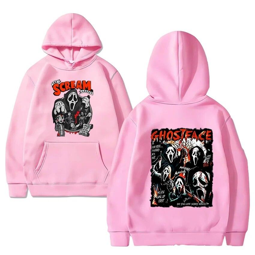 Sudadera Halloween Mujer Scream - Estampado Fantasma Con Cuchillo, 70% Algodón, Tallas S-XXL