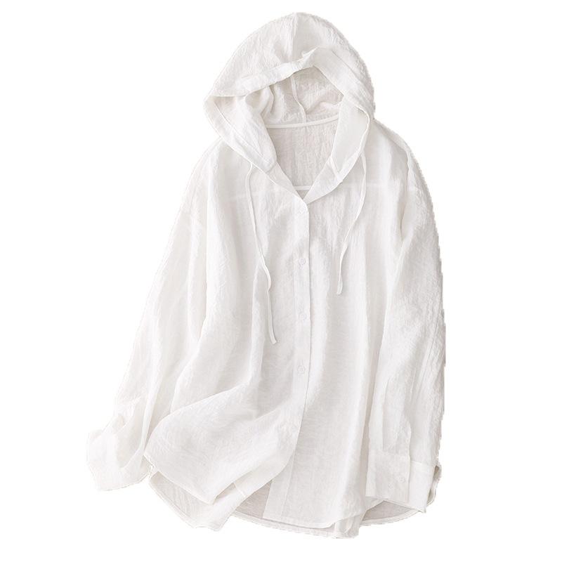 Ice Silk Hooded Sun Protection Clothing Women's Summer Breathable Lightweight Air Conditioning Irt Korean Sle Loose Fit