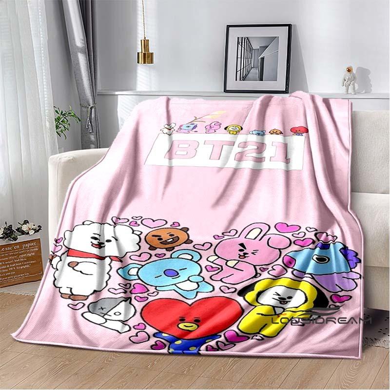 2026 Nuova Collezione Cartoni Animati Anime BT21 Adorabile Coperta Ultra Morbida per Bambini Coperta da Divano Perfetta per Viaggi Divani Picnic