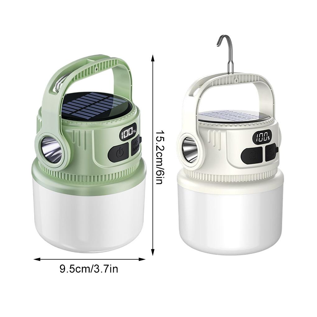 Outdoor Solar Light LED Portable Camping Lantern Lightweight Tent Lamp Night Lamps USB Rechargeable Hanging Lights with Hook
