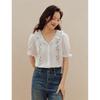 INMAN Women's French Doll Collar Embroidered Puff Sleeve Blouse