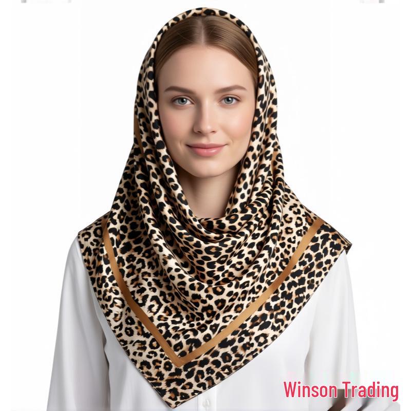 90x90CM Imitation Silk Square Scarf – Women's Striped Color Block Shawl, European & American Style
