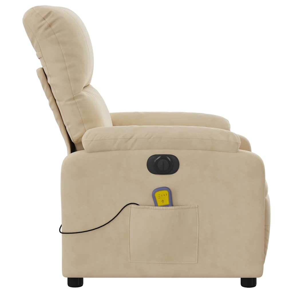 Electric Massage Chair Cream Microfiber Fabric