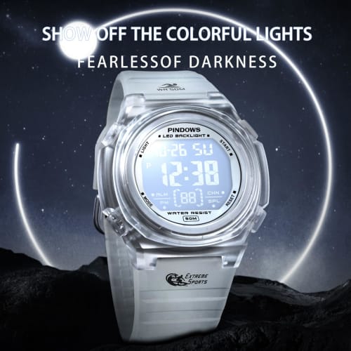 PINDOWS Women's Digital Sports Watch, 50m Water Resistant, LED Backlight Wristwatch with Alarm, Stopwatch, and Calendar, Perfect for Everyday Use Indo