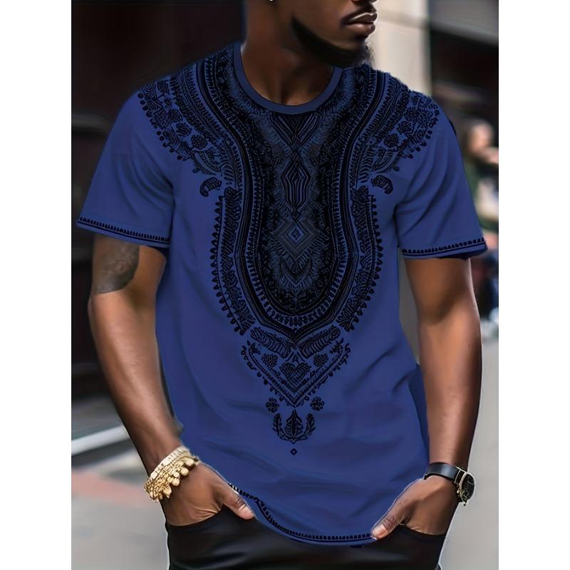 Men's T-Shirts Plus Size Ethnic Style Pattern Graphic Print T-Shirt Summer Short Sleeve Tshirt Oversized Casual T Shirts for Men