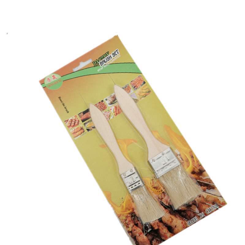 Barbecue Oil Brush with Hog Bristles and Wooden Handle - Seasoning and Cooking Tool