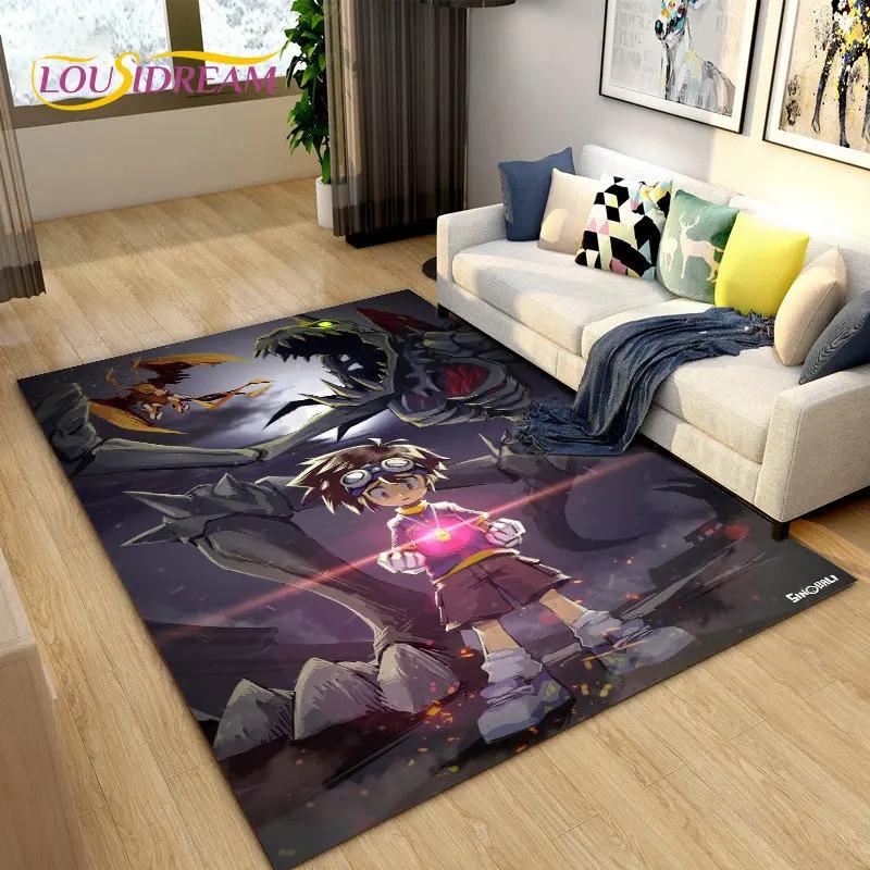 Digimon Adventure Cartoon Area Rug Large,Carpet Rug for Living Room Bedroom Sofa Doormat Decoration, Non-slip Floor Mat Cover 3D