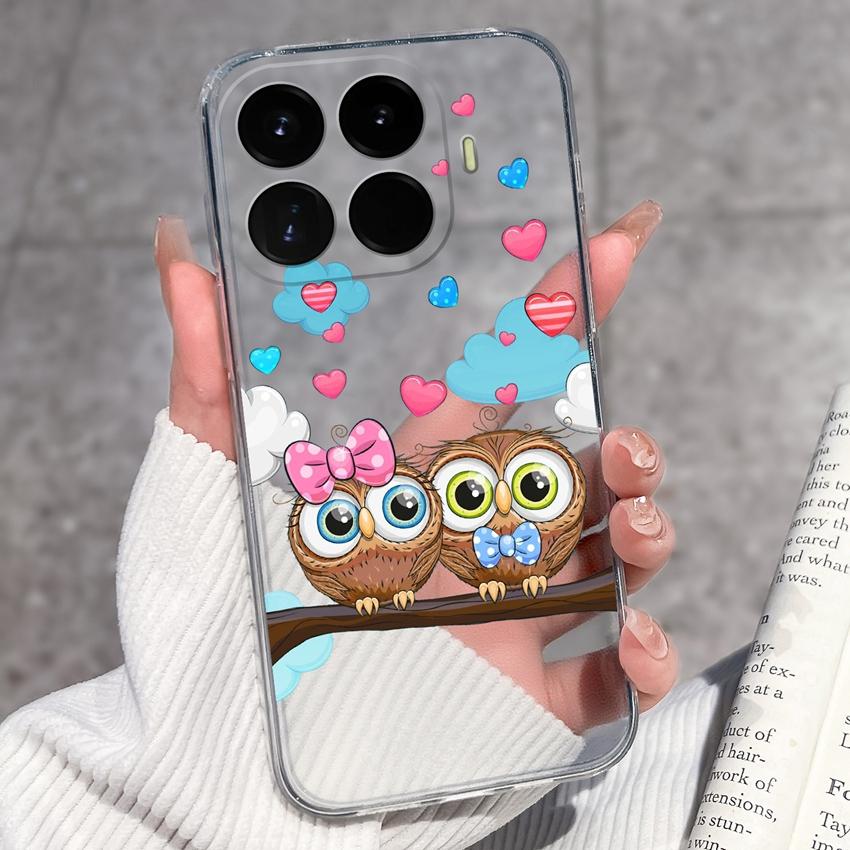 Cases For Redmi 17 17C / Xiaomi 17T Pro / 17 Pro Max 17 Ultra 17 Max Cute Girl Label Pattern Phone Covers Transparent TPU Ultrathin Lightweight Bumper