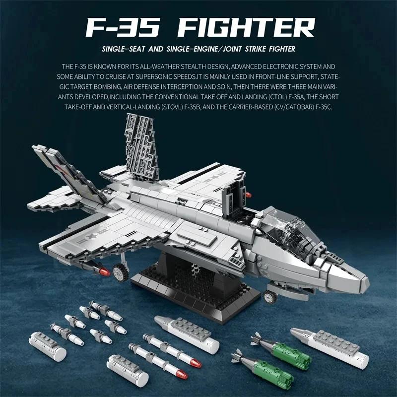 1600PCS F-35 Lightning II Kampfjet Bausteine Bomber Bordflugzeug Modellsteine Kinderspielzeug Geschenke Desktop-Dekoration