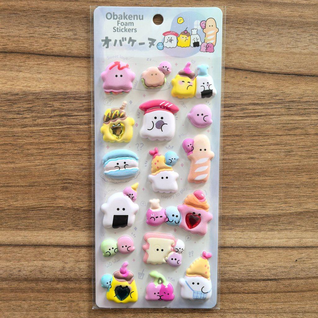 4PCS Plushy 3D Bubble EVA Stickers with Diamonds Ghost Animal Design Reusable Decals for Backpacks BulingBulingStickers Store