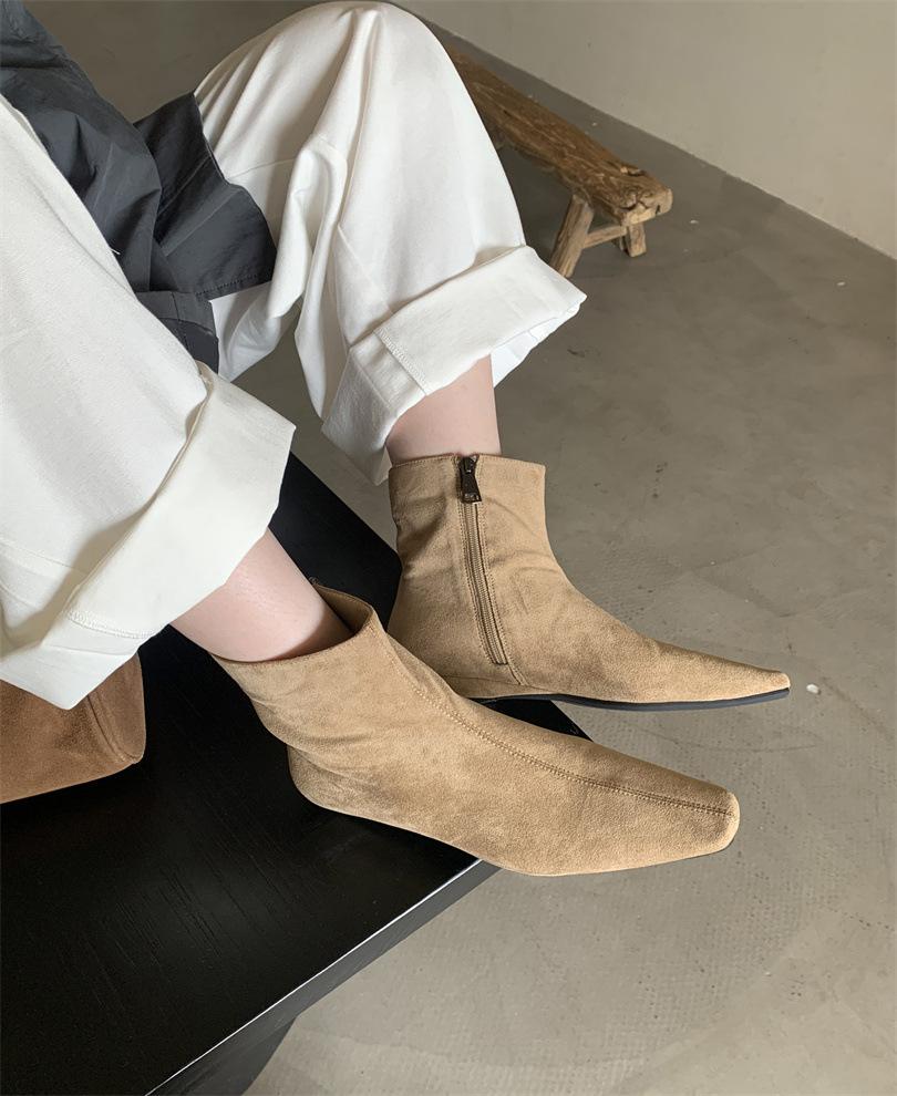 2025 Autumn and Winter New Fashion Versatile Thick Heel Suede Korean Small Ankle Boots Women's Shoes Versatile Low Heel Thin Boots