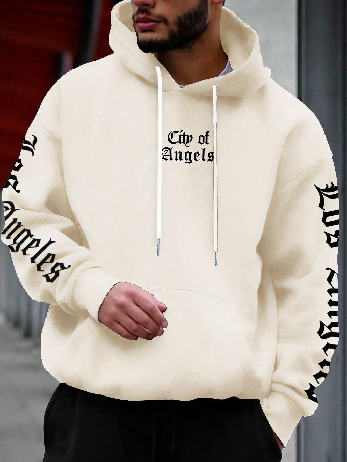 Город ангелов креативная толстовка унисекс с принтом букв Harajuku свободная толстовка модная флисовая толстовка осенняя карманная одежда унисекс 2XL 4873₽