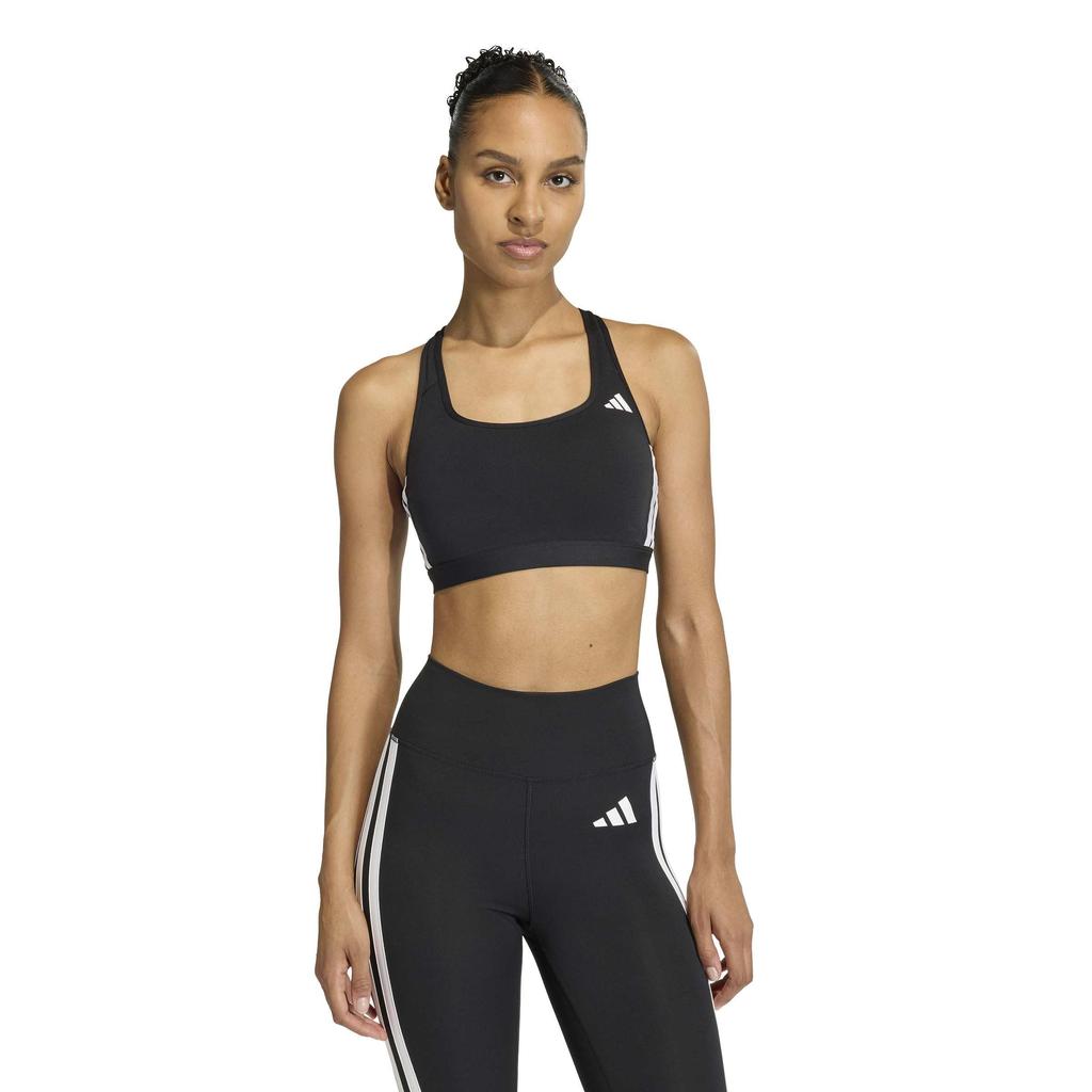 Adidas TRN OPTIME Essentials Medium Support Sports Bra for CI156 XS 3-Stripes Women, Black/White (KB4383)