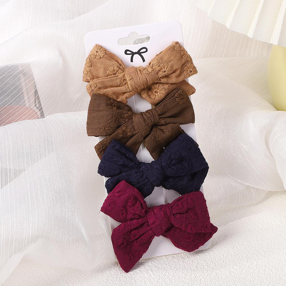 Children'S Hair Accessories Cute Bow Fabric Hairpin Set Baby Girls Hairpin Four-Piece 1568