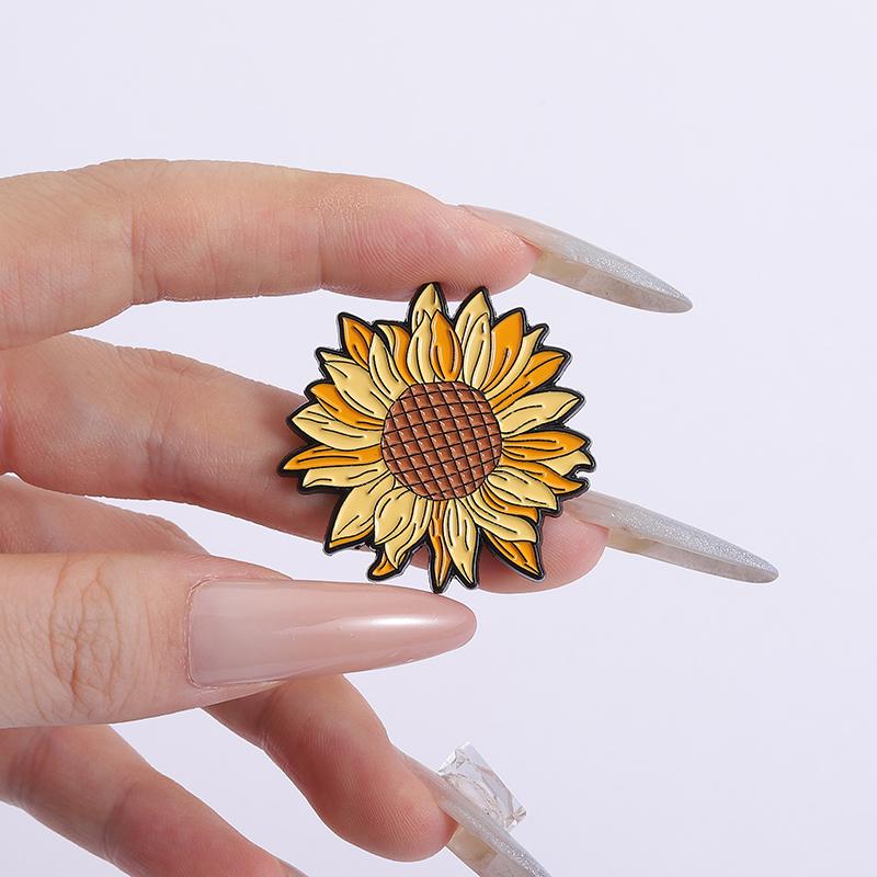 Beautiful Sunflower Enamel Pins Custom Positive Floral Brooches Lapel Badges Clothes Plant Jewelry Gift for Kids Friends
