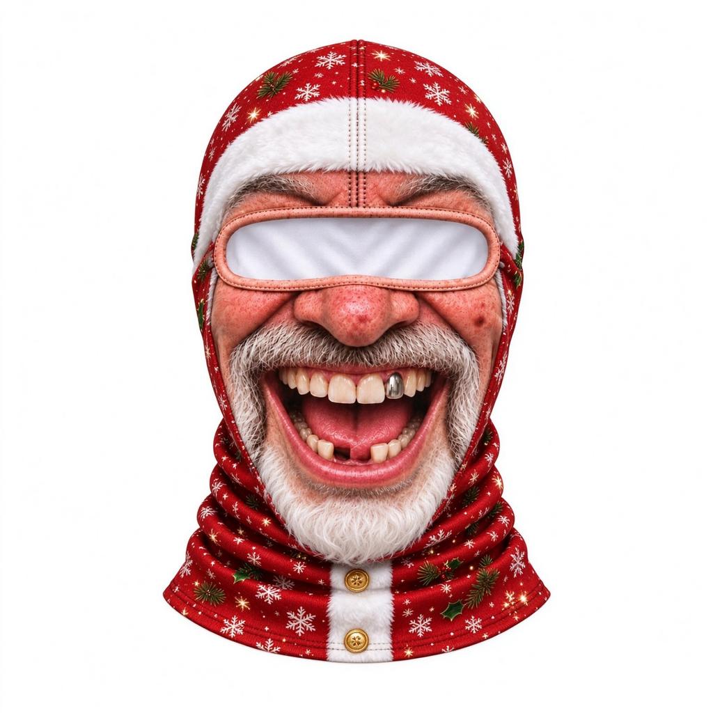 Novelty Old Man Print 3D Full Face Ski, Windproof Winter, Sunglasses Not Included