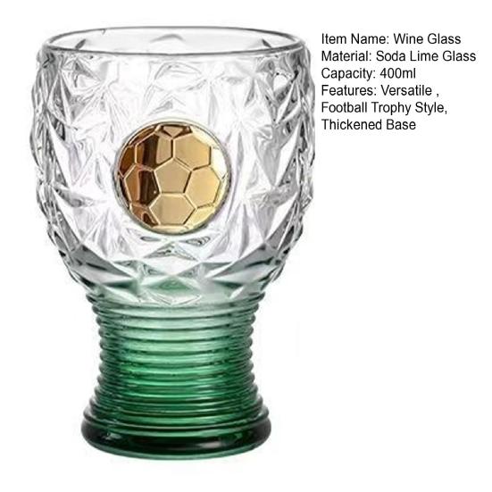 Fotbalová trofej Pivní sklenice, Objem 400 ml Vysoký trofejní hrnek, Čirá skleněná nádoba na Ležák Craftové pivo, Dárek pro sportovního fanouška