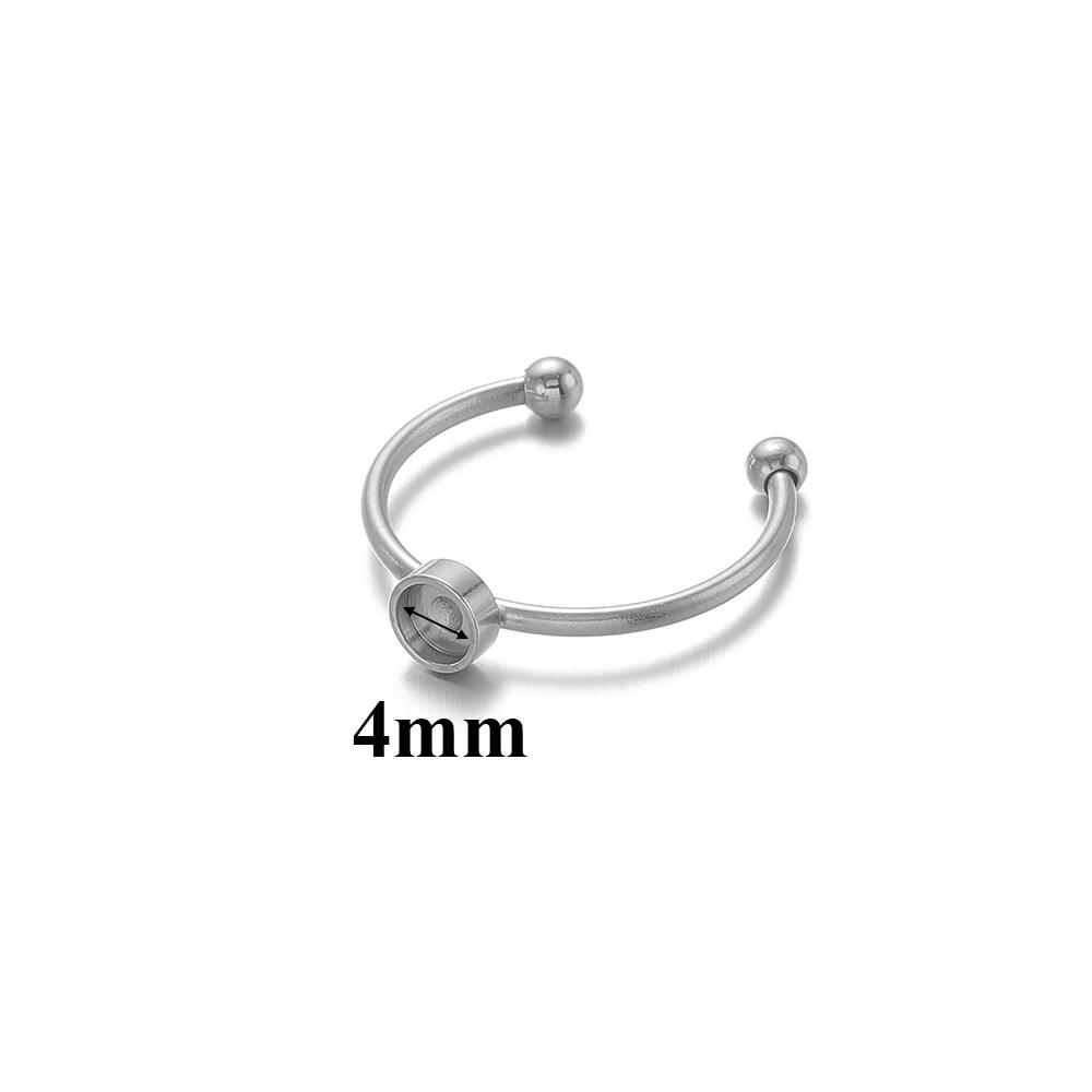 

5Pcs Stainless Steel 4/6/8/10/12mm Rings Base Setting Cabochon Cameo Tray Bezel Blank for Women Jewelry Making Supplies Findings