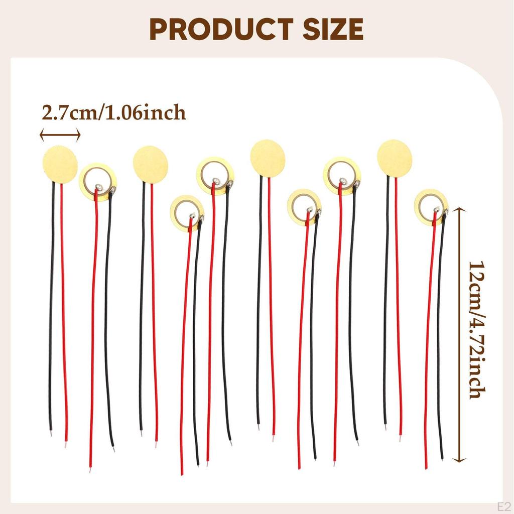 10x 27mm Piezo Disc,Transducer,with 4.72inch Wires,Sound Sensors Elements for Guitar Acoustic