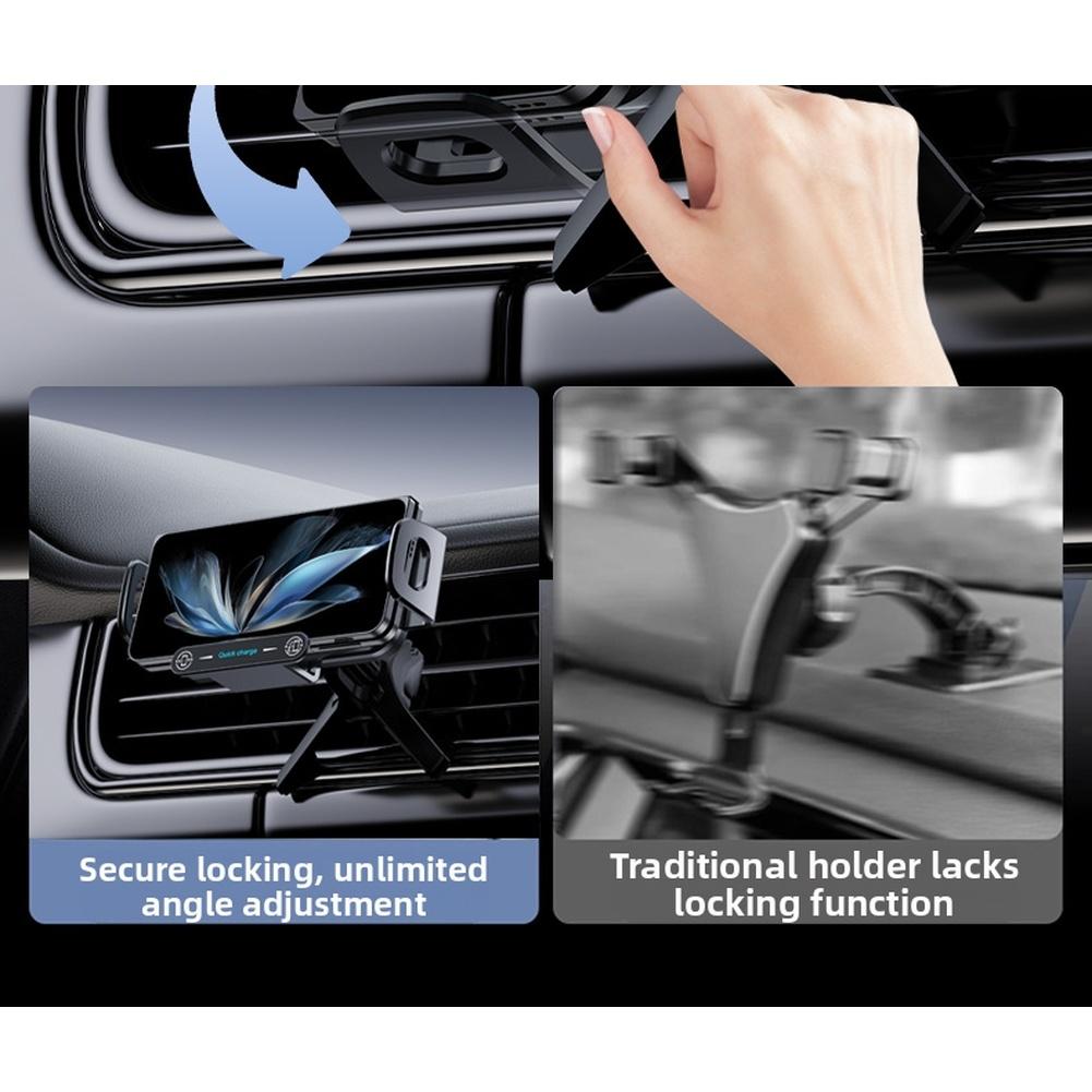 15W Wireless Charging Car Phone Holder with Auto Clamping Gravity Sensor Multipurpose Fit for Different Vehicle Vents China Mainland