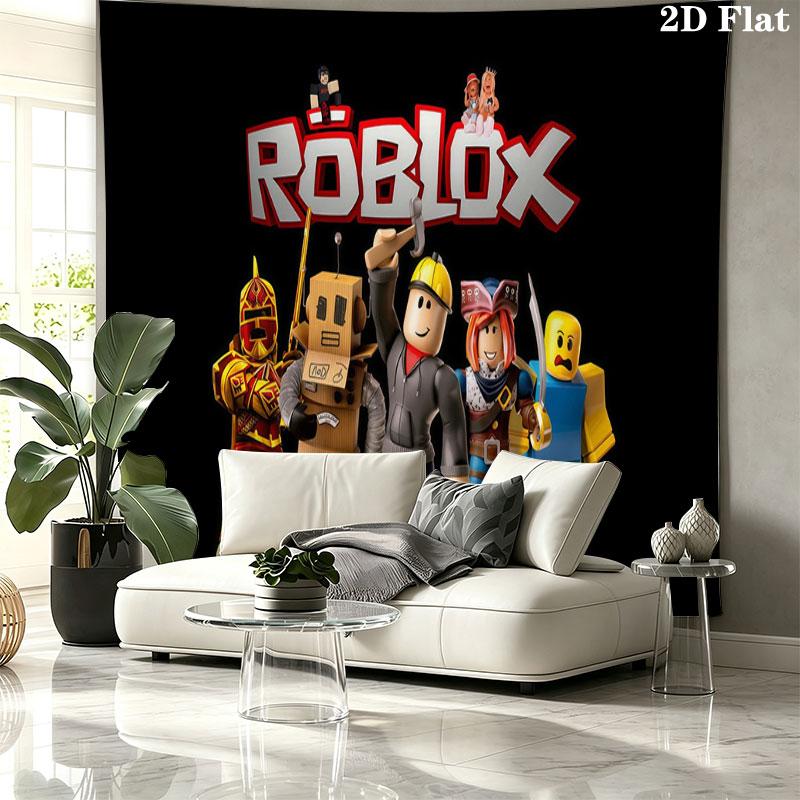 Roblox Cartoon Wall tapestry, aesthetic printed fabric blanket, suitable for bedroom, living room, and home decor.