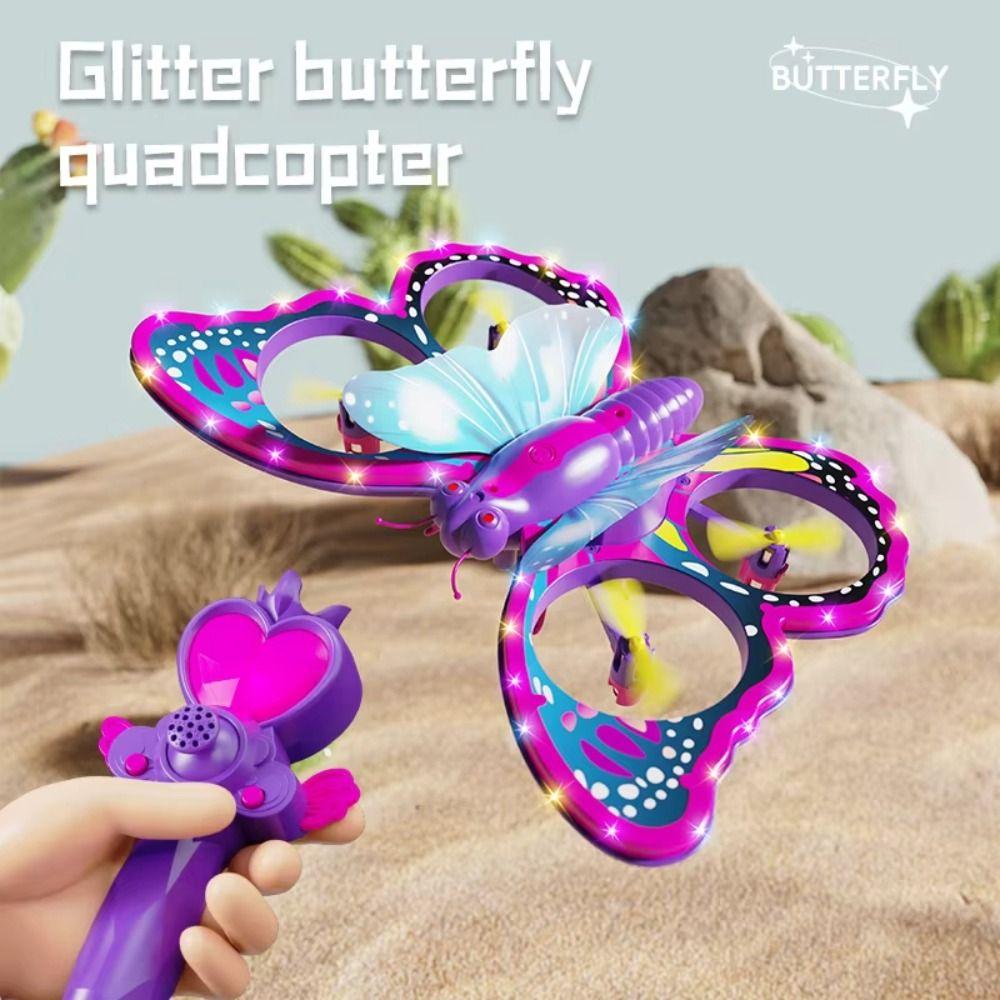 Gravity Sensing Remote Control Aircraft V40 Glitter Mini Plane Toy Butterfly Quadcopter Kids Toy