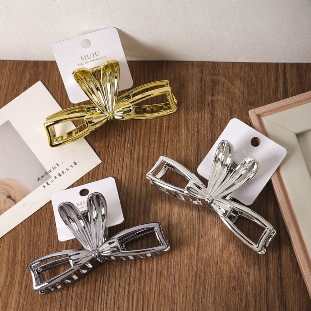 

3pcs/set Sweet Bow Tie Rabbit Ear Simple Versatile Hairpin Hair Claw Clip Metallic Updo Hair Clip Headwear Hair Accessories