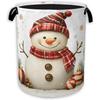 Christmas Snowman Laundry Hamper Gold Snowflake Ornaments Clothes Hamper for Laundry Waterproof Oxford Toy Storage Hampers