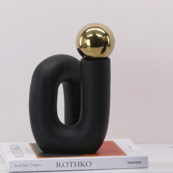 Simple Modern Electroplated Metal Decorative Ball Creative Blue and White Twisted Flower Arrangement Ornaments S-shaped Elbow Model House Accessories