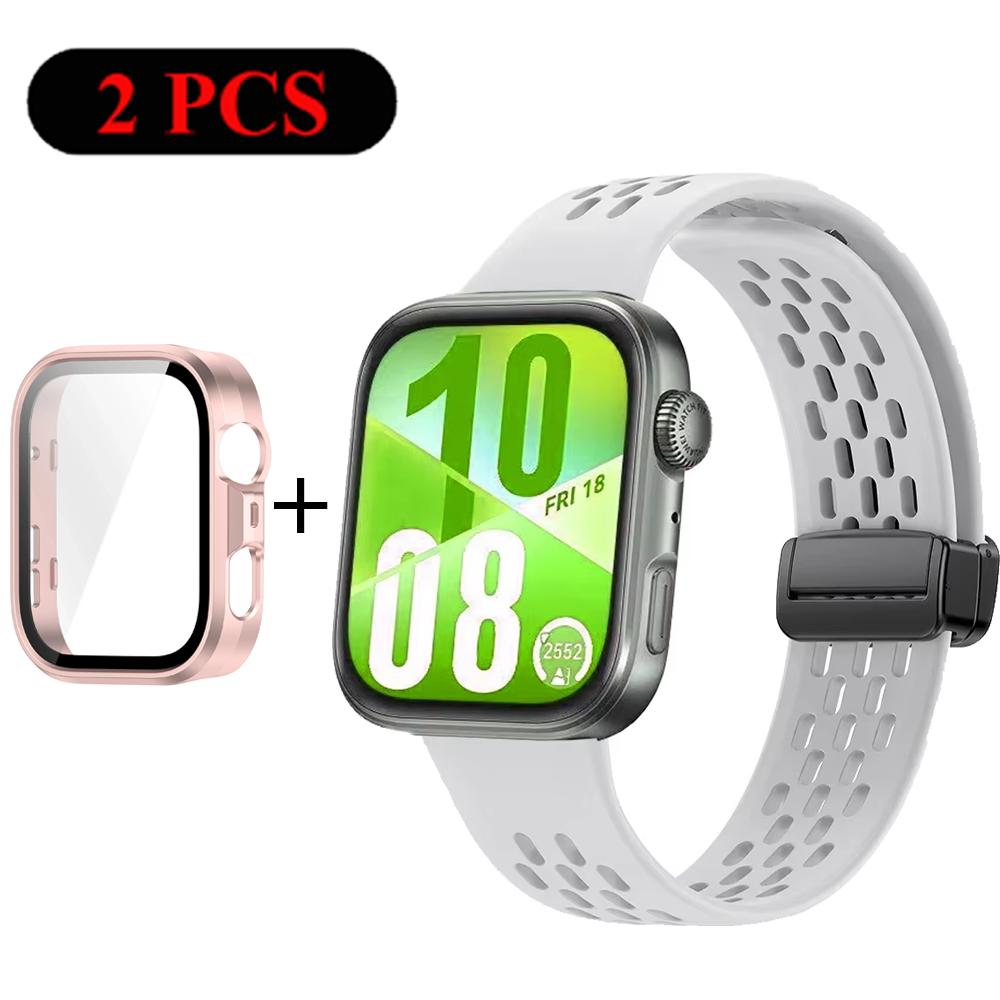 Armband+Hülle Silikonband für Huawei Watch Fit 4 Pro Fit 4 Bequemes Armband für Huawei Watch Fit 3 Atmungsaktives PC-Gehäuse