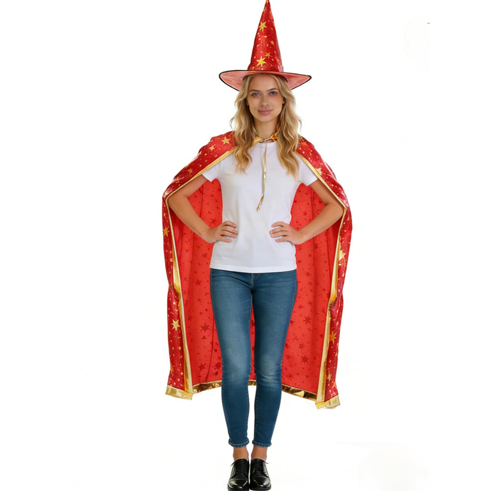 

Adult Decoration Supplies Performance Costume Cloak Hat Witch Costume Robe One Size червоний