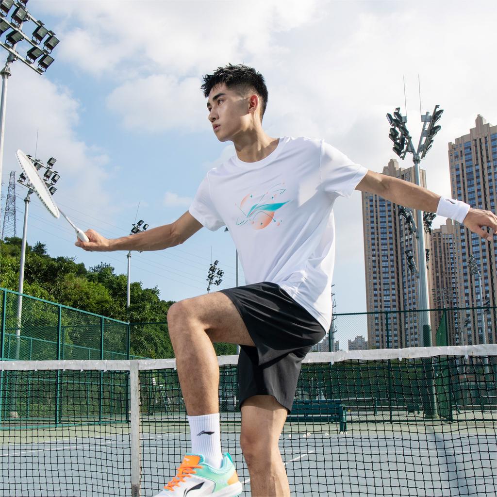 Li Ning Ping Pong Elite Series Logo Print Round Neck Quick-Dry Short Sleeve T-Shirt Unisex T-Shirt Standard-White ATST029-1