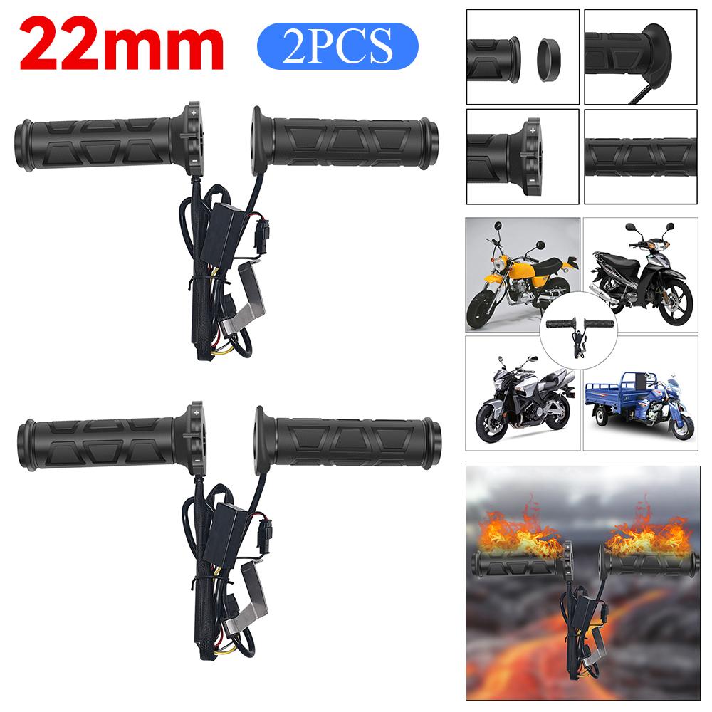 22mm Adjustable Hot Grip Handle 3 Gear Motorcycle Heating Handlebar Temperature Regulation Electric Hot Heated Grip Waterproof