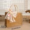 Burlap Tote Bag with Lace Ribbon Reusable And Durable, Jute Gift Handbags for Wedding Bridesmaid Grocery Shopping Birthday Party