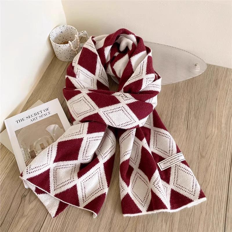 

New Knitted Wool Double Sided Scarf for Girls in Autumn and Winter Versatile Scarf Thick and Warm Korean Style Simple and Fashionable 135-175CM