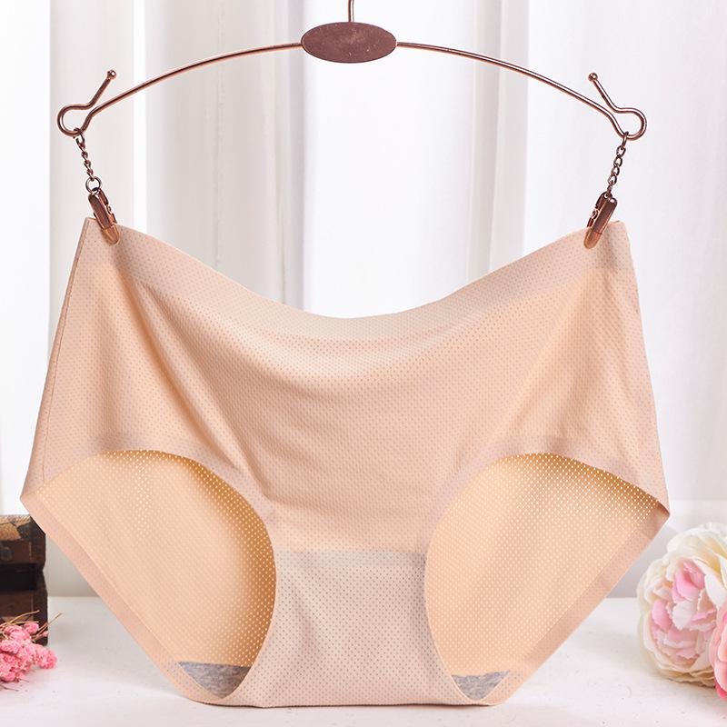 

Женские бесшовные трусы-слипы со средней посадкой из антибактериального ледяного шелка с хлопковой ластовицей L