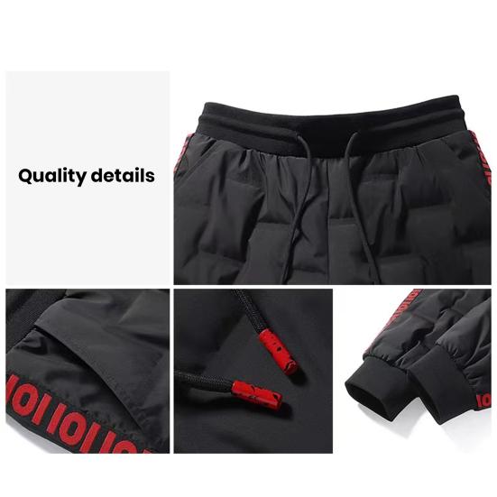 Pantalones acolchados de otoño e invierno con cordón de cintura elástica, pantalones cálidos gruesos de Color sólido, pantalones cálidos de algodón a prueba de viento para la nieve