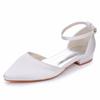 2 Cm Flat Heel Casual Pointed Toe Hollow Sandals Low Heel Light Mouth White Satin One-button Buckle Bride Wedding Shoes for Women