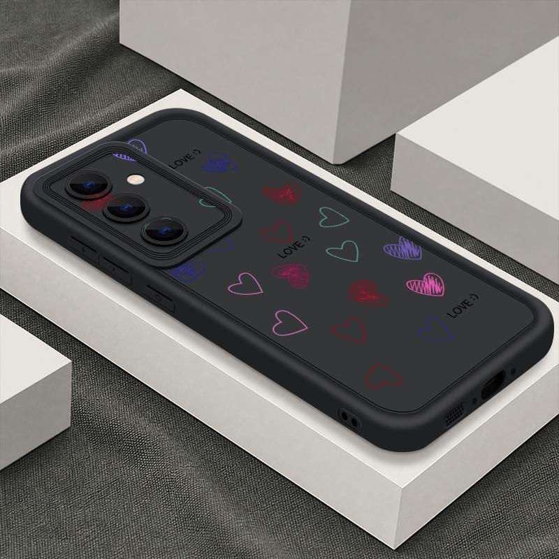 Colorful Love Heart Case For Samsung S26 S25 Ultra S24 S23 S22 S21 FE A18 A54 A55 A16 A26 A36 A56 A17 A27 A37 A57 5G Shockproof Bumper Cover