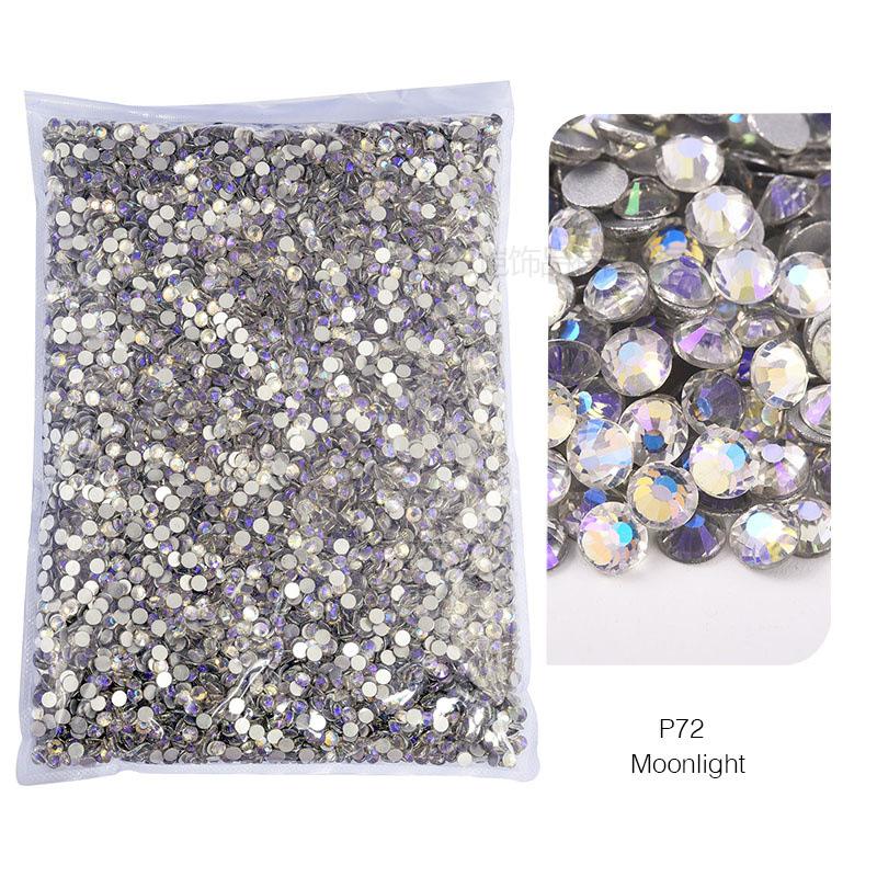 P72-180 Glass Nail Art Large Bag Flat Bottom Diamond, Silver Plated Diy Diamond Jewelry Accessories Mobile Phone Case Rhinestone Accessories