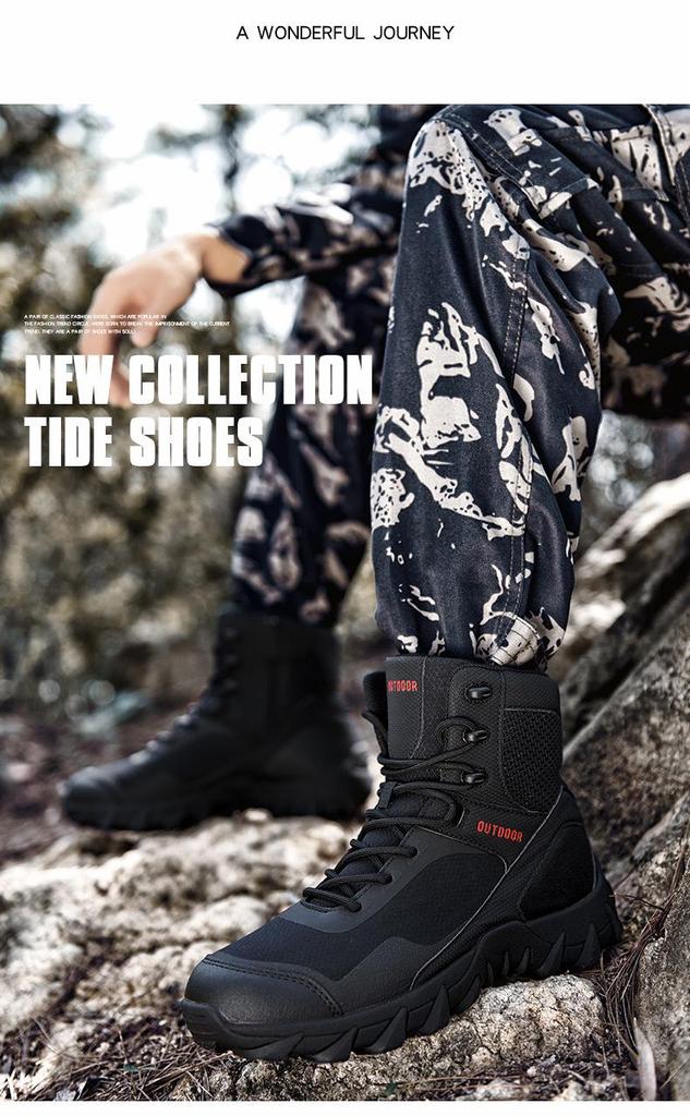 Men's Mid-Top Desert Tactical Military Sports Boots - Large Size