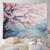 Luxurious Sakura Cherry Blossom Spring Floral Tapestry Wall Hanging Japanese Nature Decor Polyester Art Print for Living Room Be