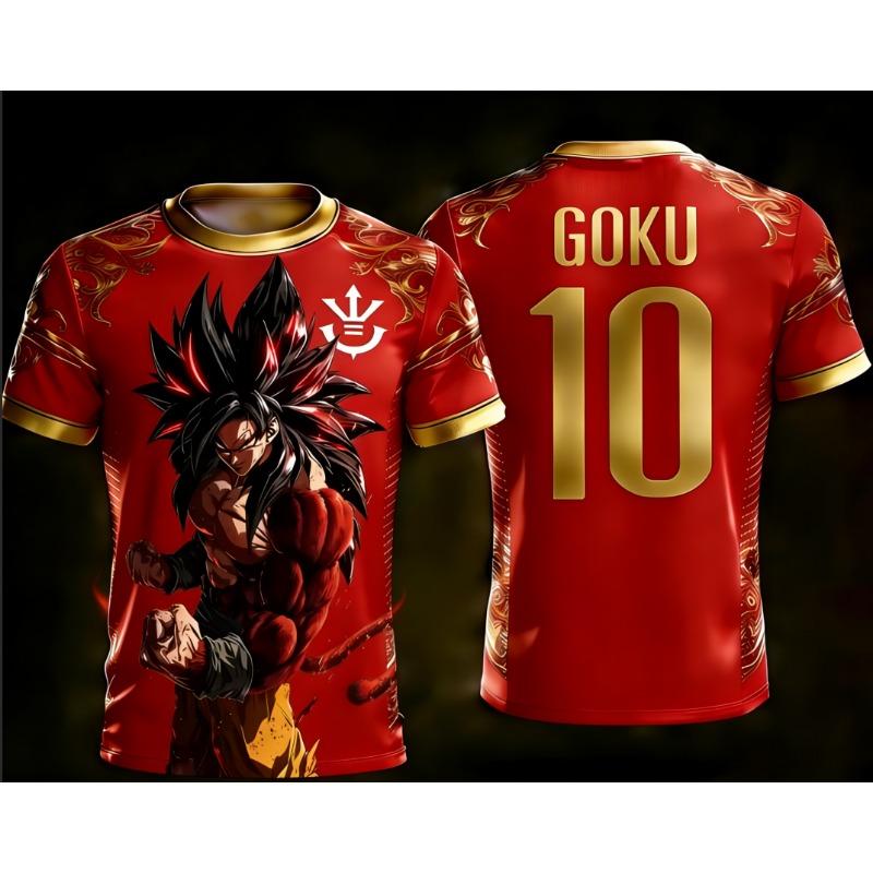 Dragon Ball Official Licensed 3D Print Goku No.10 Soccer Jersey Training Wear Family Set S-6XL Stylish Tops