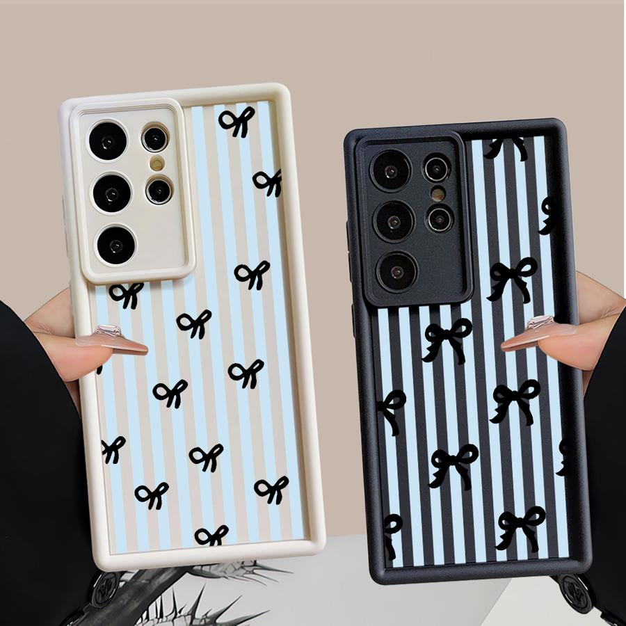 Case for Samsung Galaxy S26 Ultra S24 Plus S25 S25 Edge S22 S23 FE S21 S20FE S24Ultra Phone Cover Fashion Striped Bow
