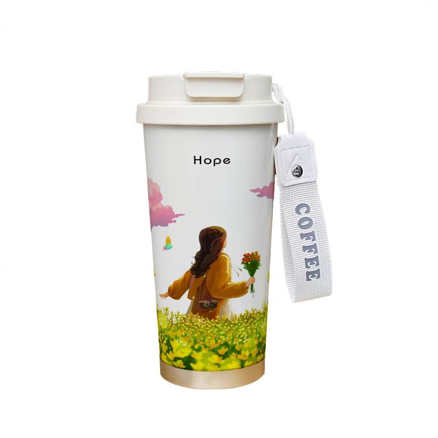 Coffee Cup Stainless Steel Double-layer Thermos Cup Portable Cup Outdoor Portable Men's and Women's Water Cup